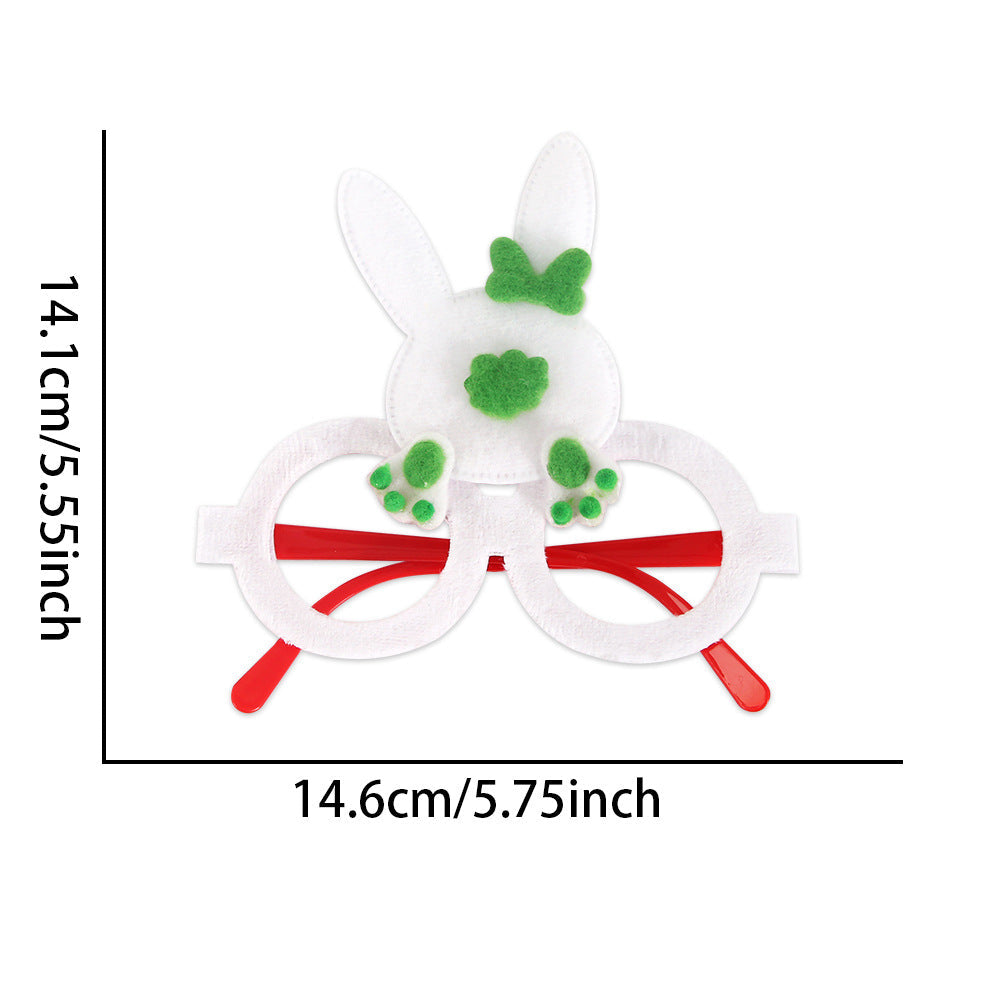 Wholesale  Easter decorations flannel chicken rabbit photo glasses decoration