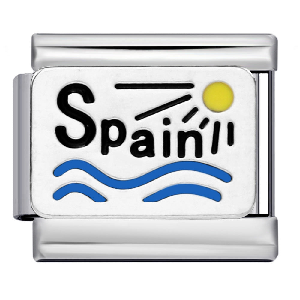 Wholesale Italian modular stainless steel welding dripping oil  DIY bracelet