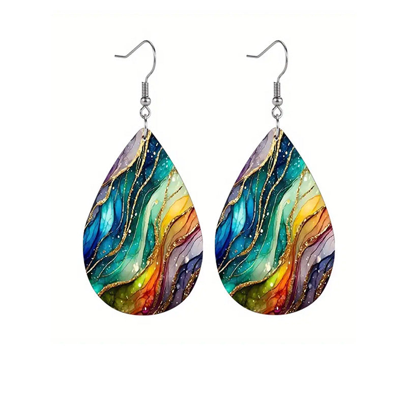 Wholesale Vintage Colorful Double Sided PU Earrings