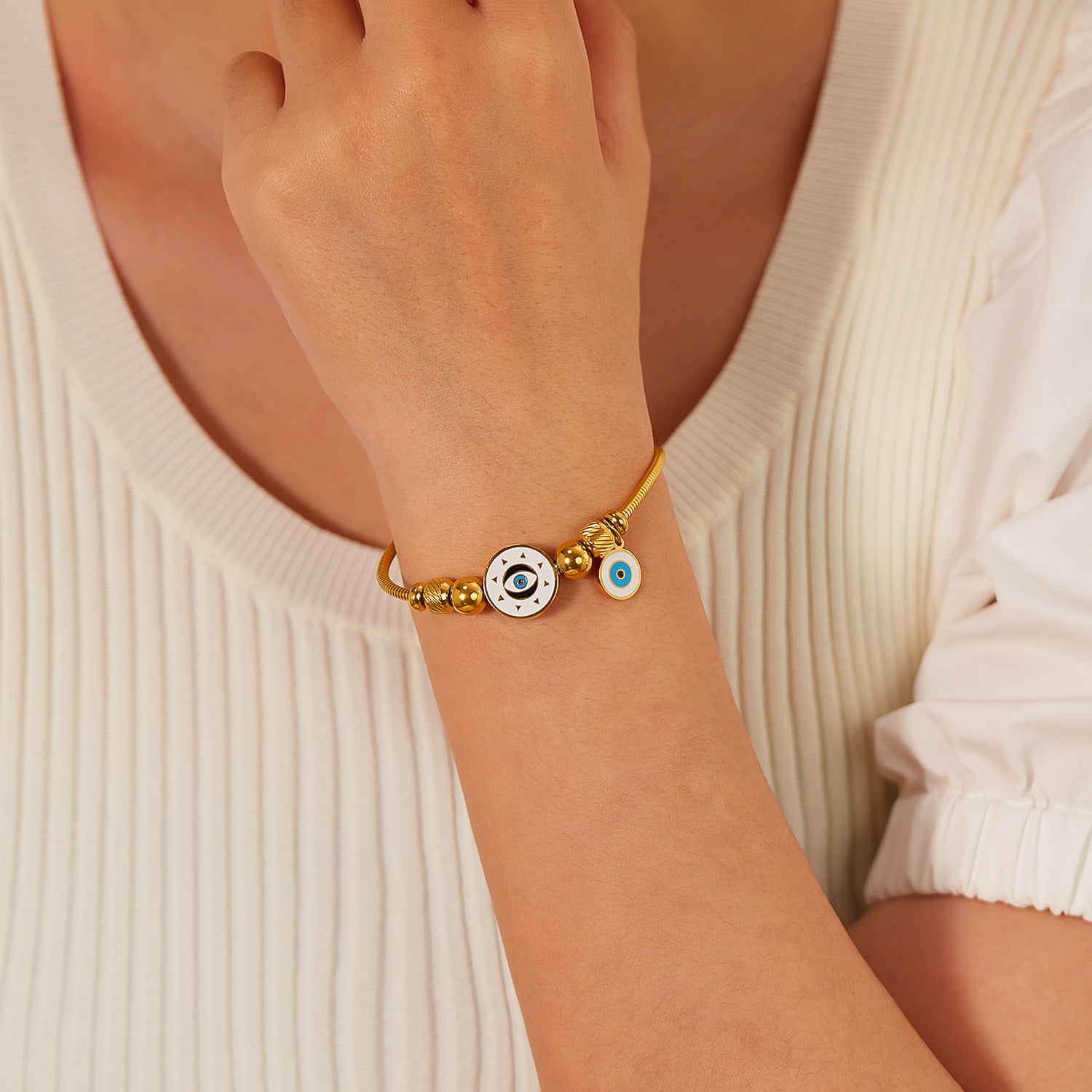 Wholesale  retro devil's eye jewelry stainless steel snake bone bracelet