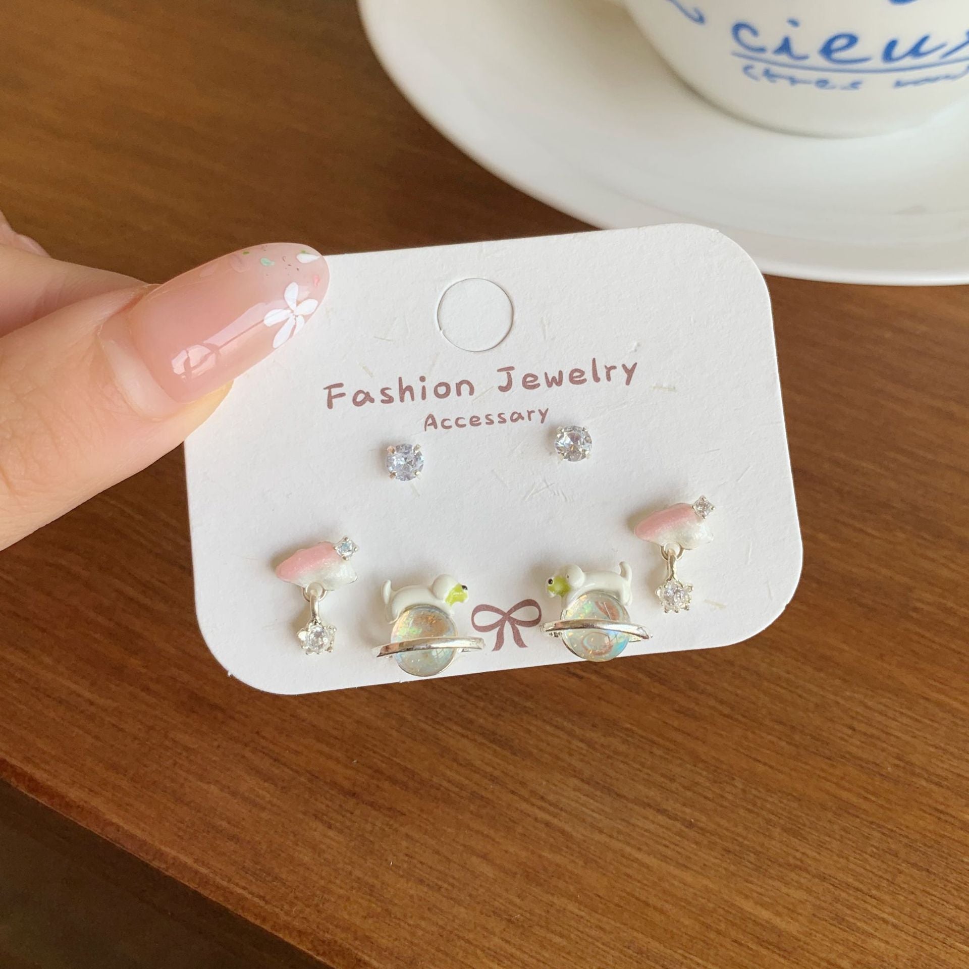 Wholesale Childlike and Cute Puppy Earrings with Tassels Silver Needles Earrings