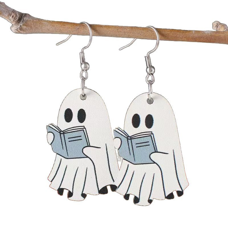 Wholesale  Ghost and Book Dangle Retro Acrylic Cute Earrings