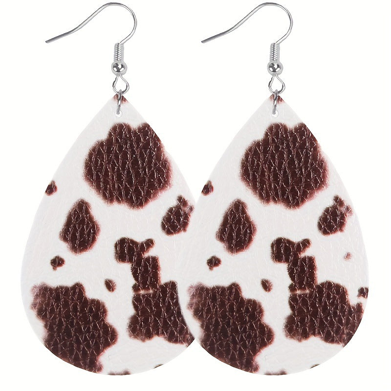 Wholesale Leopard Print Cow Pattern Women's Leather Earrings