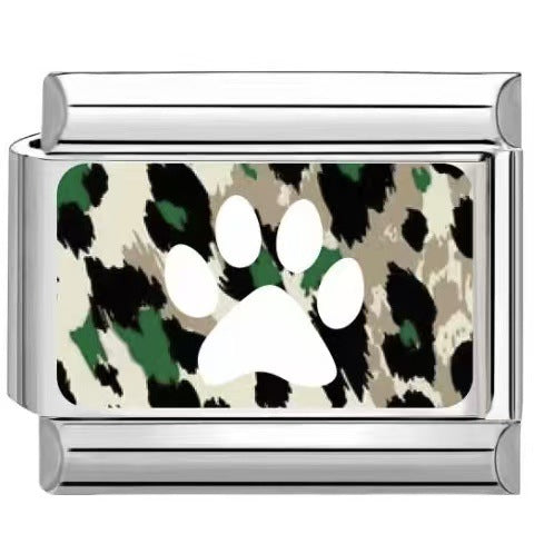Wholesale Trendy Paw Print Leopard Pattern DIY Stainless Steel Bracelet Charms Jewelry Accessory