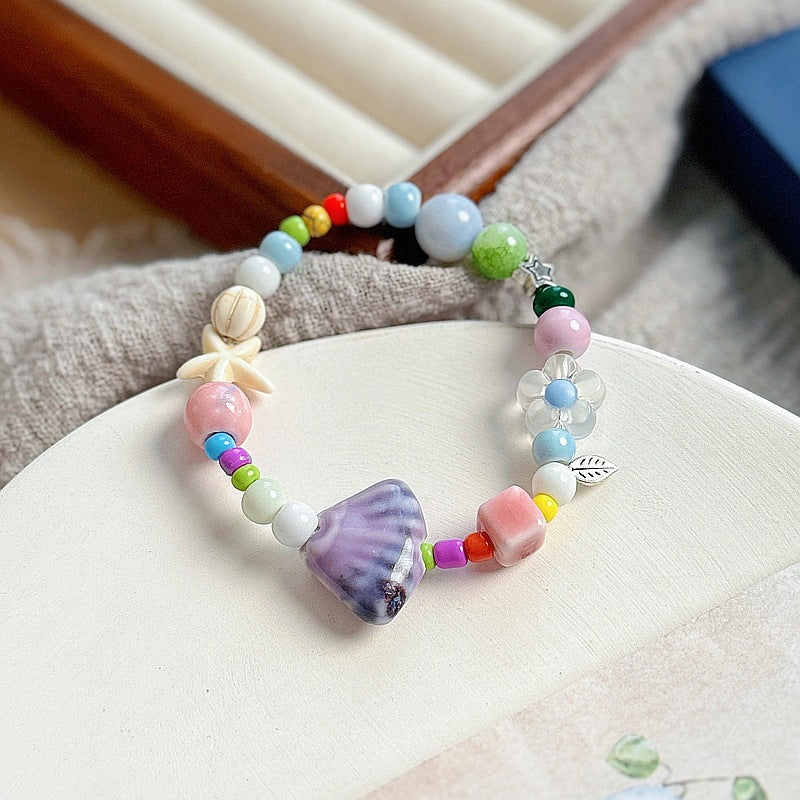 Wholesale Ceramic Beaded Bracelet Hand Knitted Flower Design Fashion Jewelry Accessory for Women Travel Gift