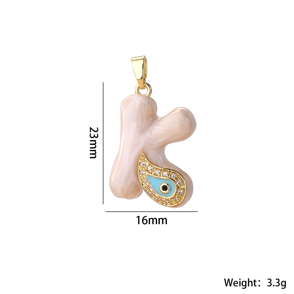 Wholesale Evil Eye Letter Pendant 16K Gold Plated Copper With Zircon Fashion Decorative Accessory DIY Jewelry Charm Boutique Gift Resale