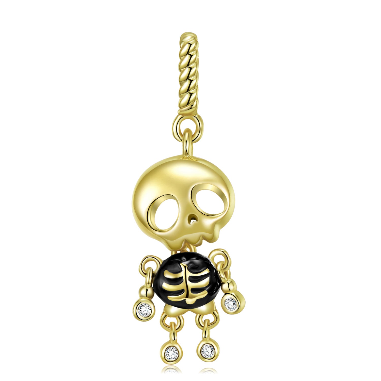 Wholesale Skull Puppet Pendant S925 Sterling Silver Gold Plated Choker Necklaces ACC-NE-MC006