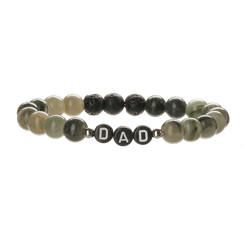 Wholesale European Style 8Mm Natural Stone DAD Letter Beaded Bracelet Father S Day Gift Elastic Cord Jewelry Accessory
