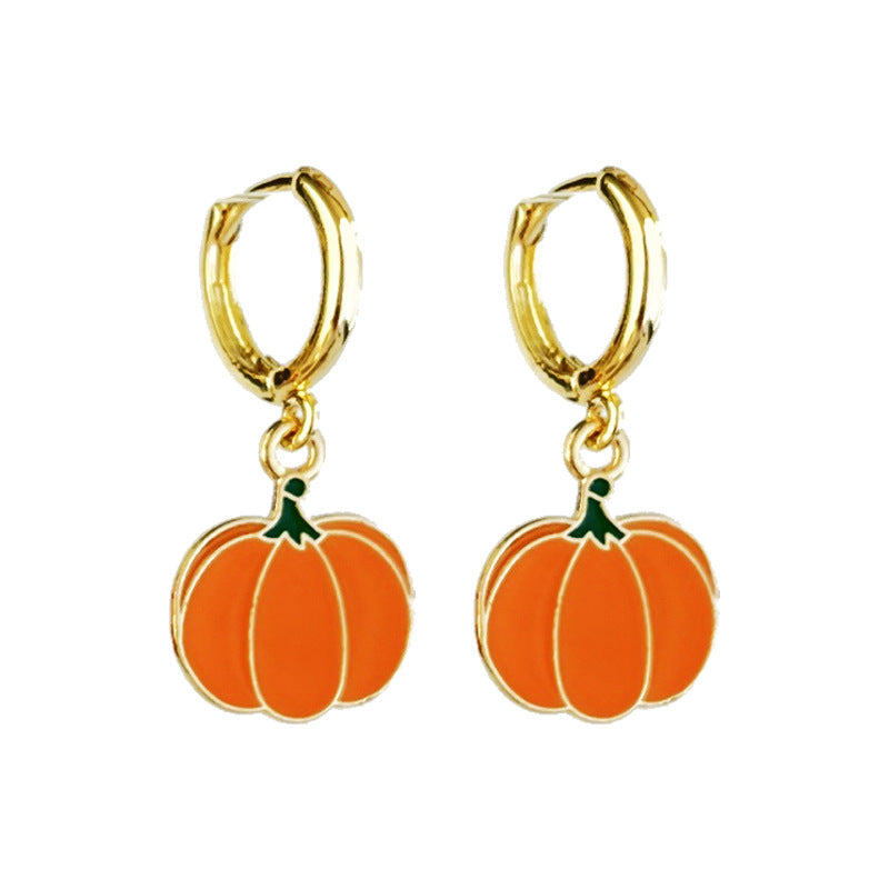 Wholesale 2 Pairs/pack Halloween Ghost Bat Thanksgiving Day Pumpkin Maple Leaf Metal Earrings ACC-ES-HY139