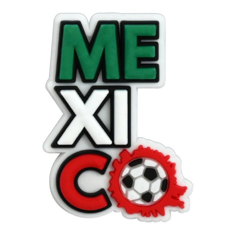 Wholesale Random 100pcs Mexican soccer-themed  PVC Soft Rubber Shoe Buckle Decoration