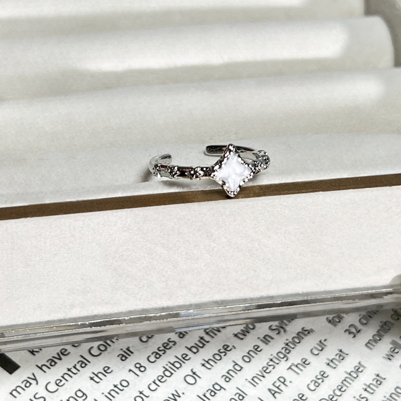 Wholesale White Drop Glaze Butterfly Saturn Fashion Ring