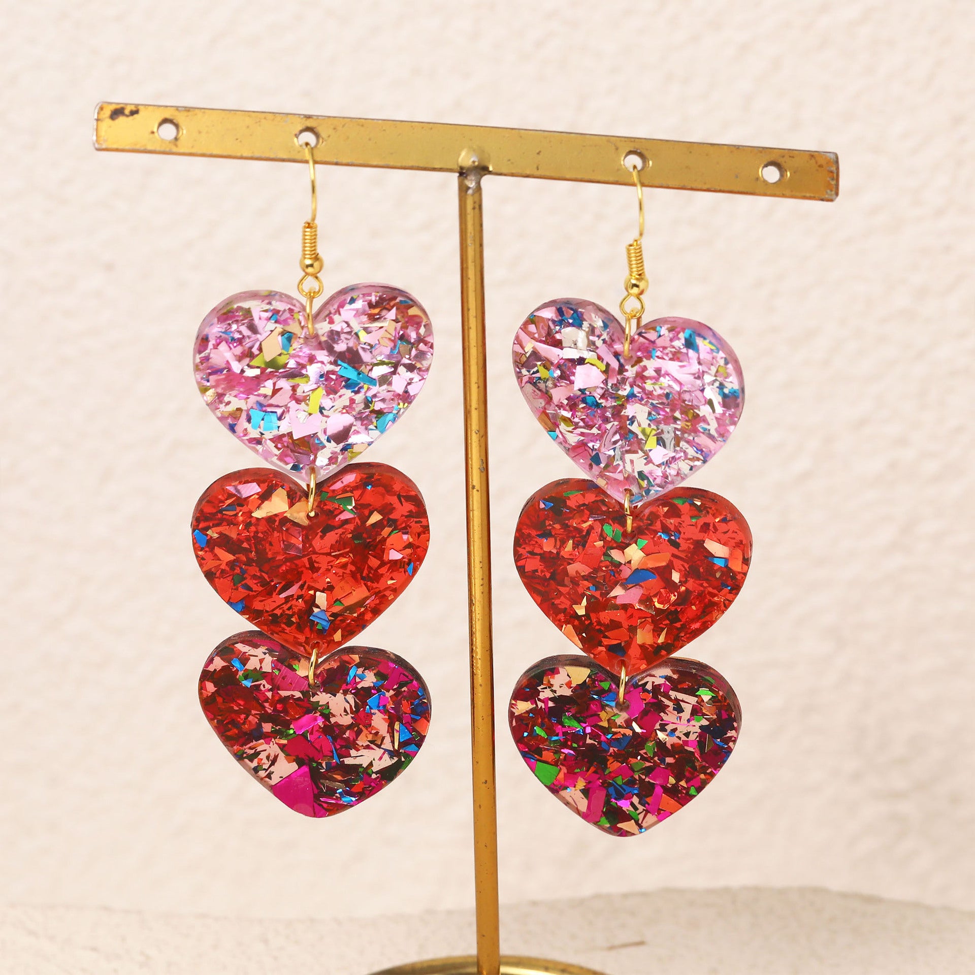 Wholesale Acrylic Heart-Shaped Playing Card Earrings