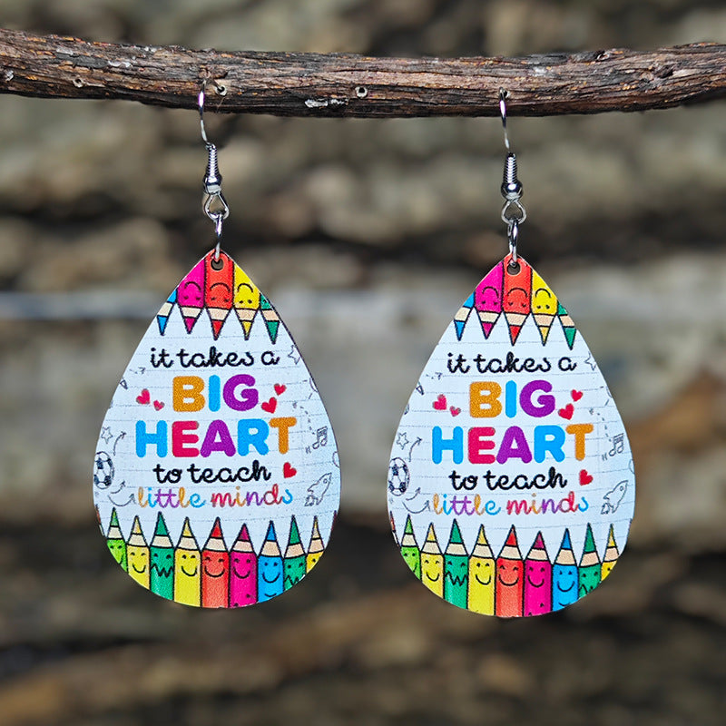 Wholesale  College Style Earrings Globe Apple Pencil Drop Earrings