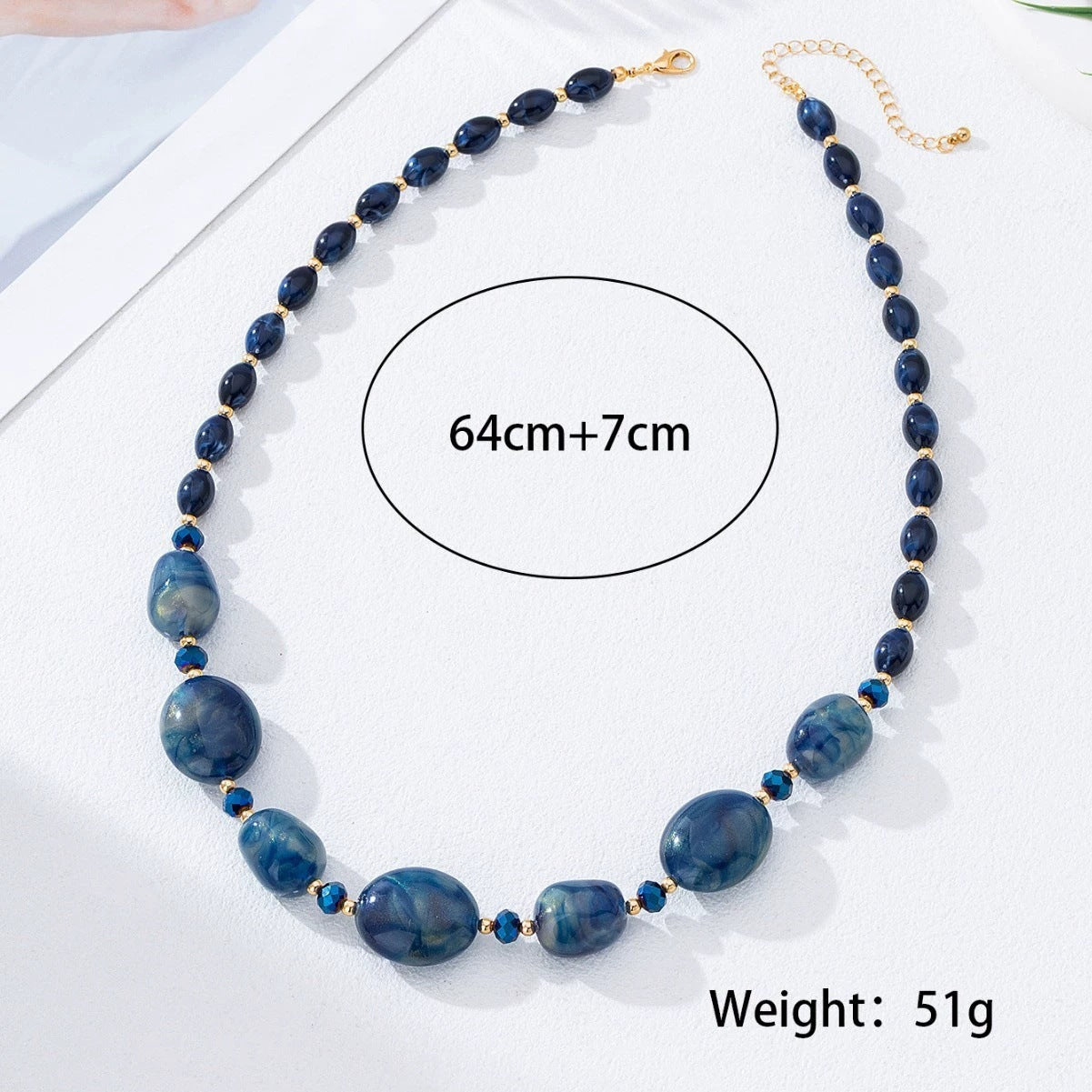 Wholesale Blue Fluorescent Irregular Geometric Acrylic Beaded Necklace Trendy Fashion Accessory
