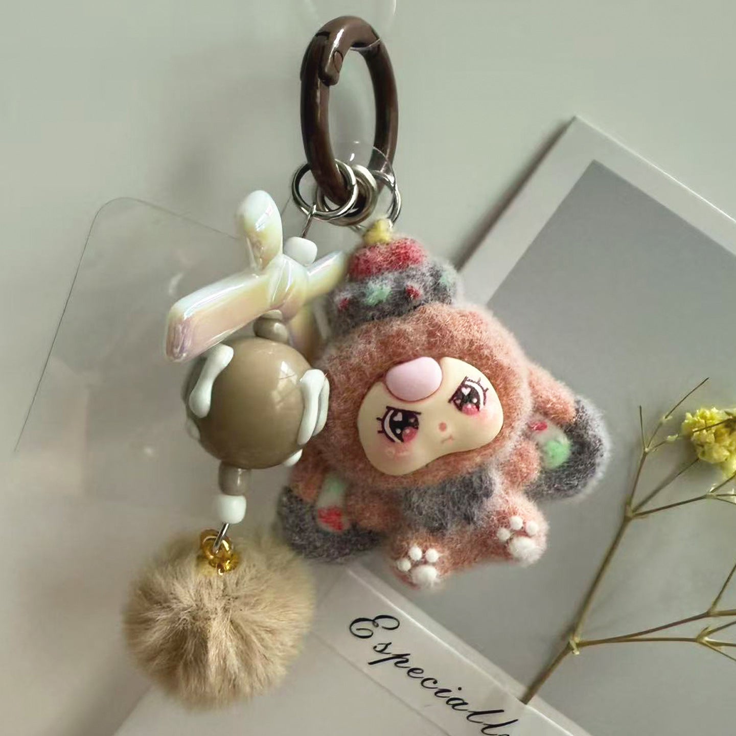 Wholesale Cute resin flocked keychain ACC VIP
