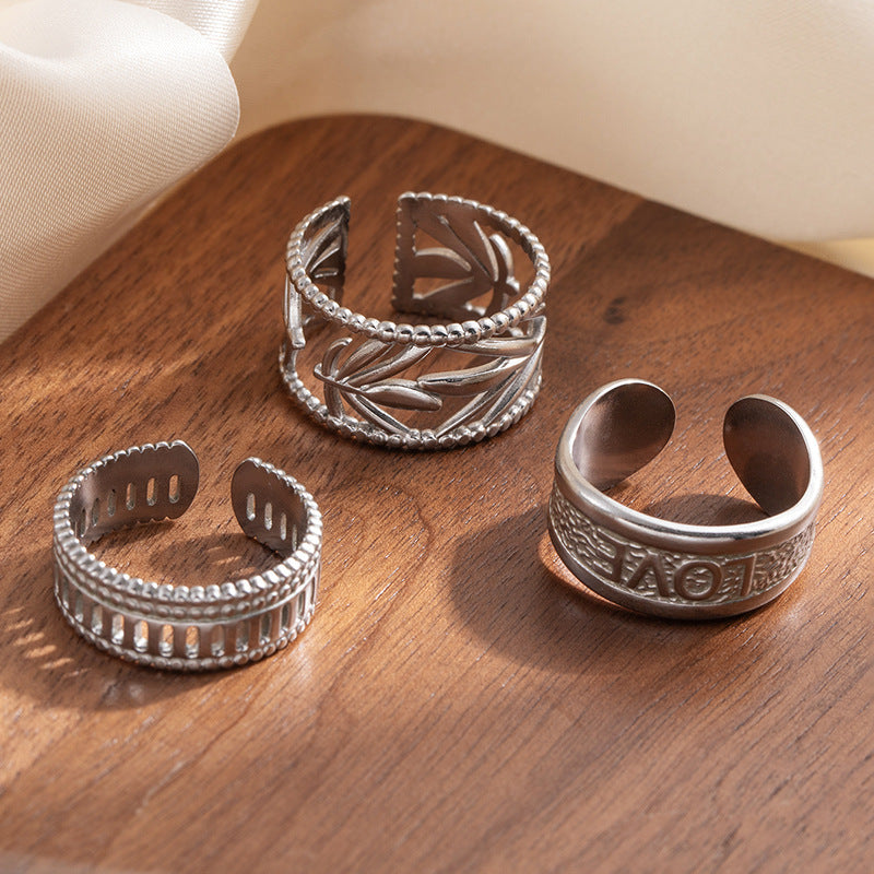 Wholesale Geometric Snake Line Retro Titanium Steel Ring,  Jewelry Accessory for Women