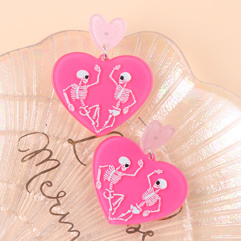 Wholesale Heart skull acrylic earrings