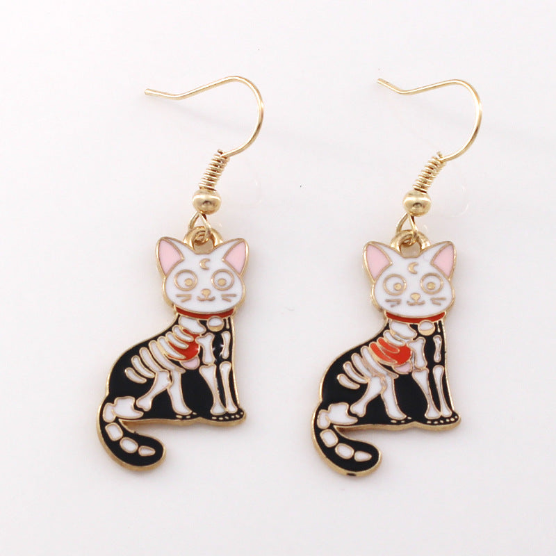 Wholesale Halloween Crow Bat Snake Alloy Oil Drop Earrings ACC-ES-Liyao006