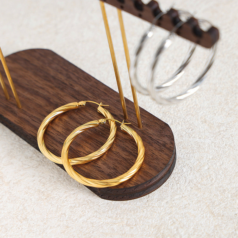 Wholesale Stainless Steel Exaggerated Circle Twist Earrings ACC-ES-MuShan056