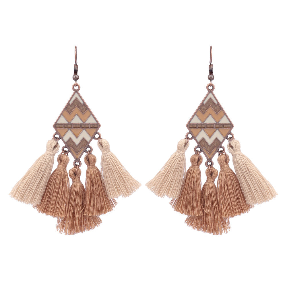 Wholesale Vintage Tassel Alloy Earrings Set Fashion Jewelry Accessory