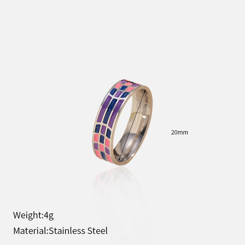 Wholesale  color minimalist color-blocking  stainless steel  rings