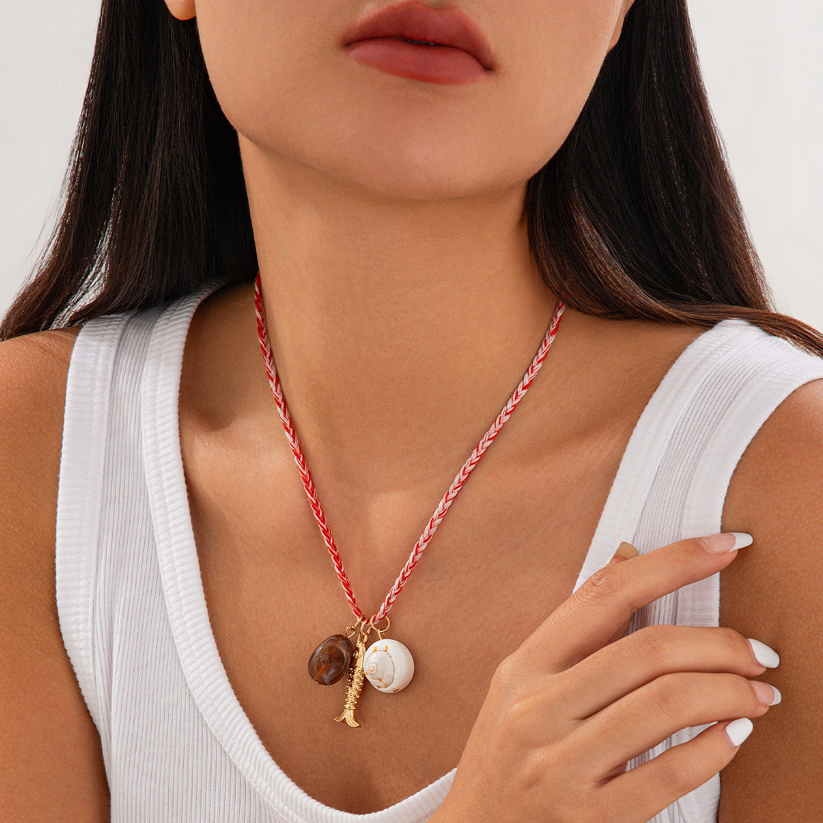 Wholesale  Small Fish Shell Pendant Clavicle Chain Multi-layer Necklace