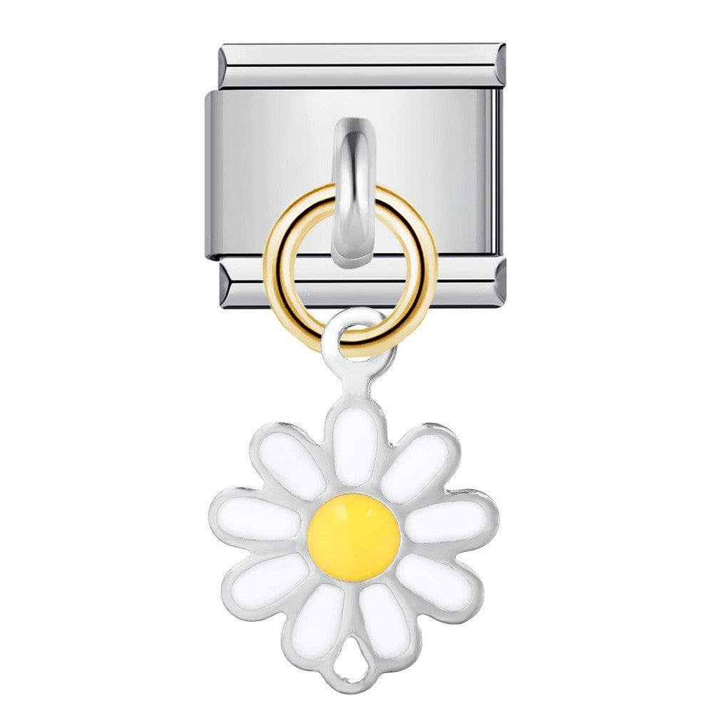 Wholesale Italian Charm Bracelet 9mm DIY Splicing Removable Silver Flower Element Stainless Steel Composable Bracelet