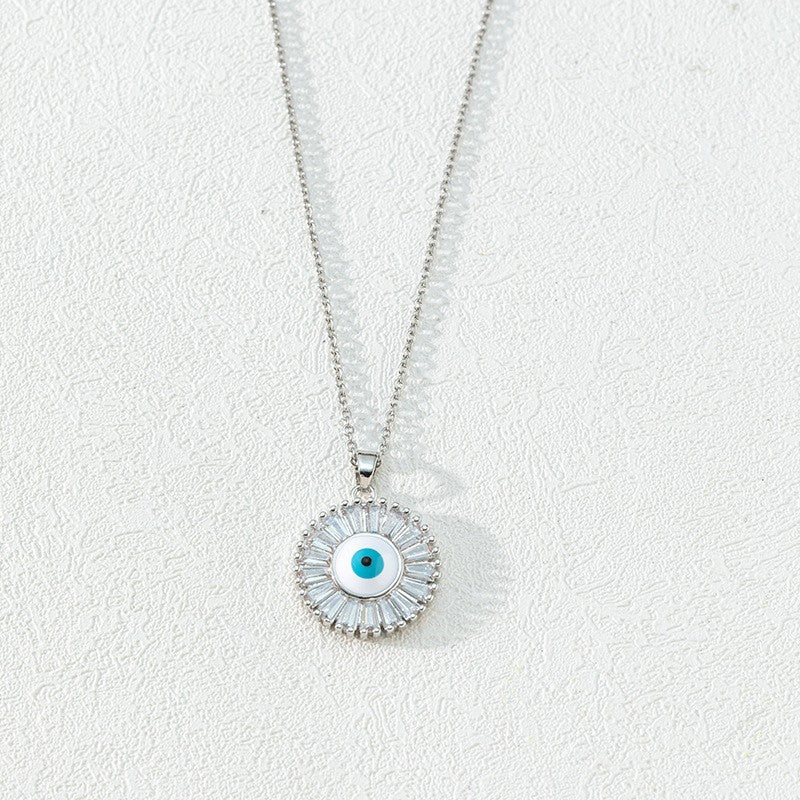 Wholesale Bohemian Evil Eye Pendant Necklace Copper Zircon Drop Oil Fashion Accessory Boutique Resale