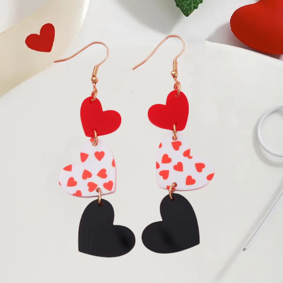 Wholesale Valentine' s Day Acrylic Heart Earrings