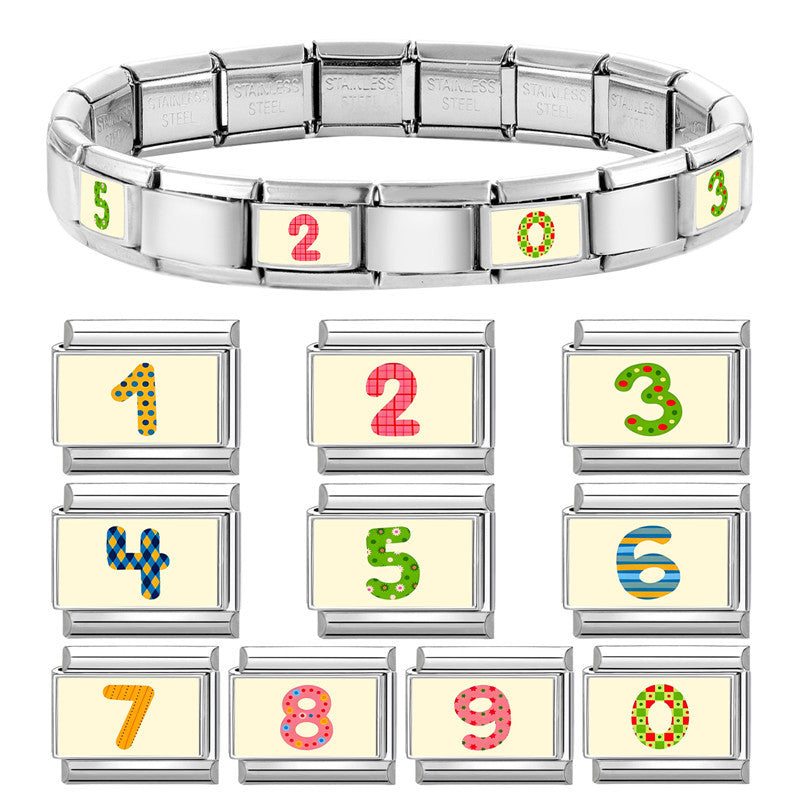 Wholesale Fashion DIY Modular Number Bracelet Kit Stainless Steel Colorful Jewelry Making Accessory For Everyday Wear