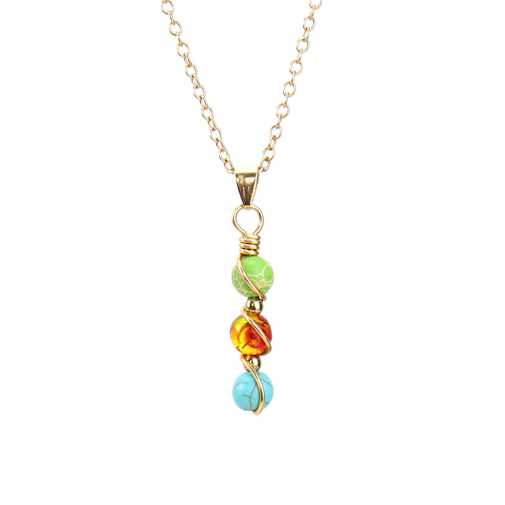 Wholesale Hand Wound Crystal Beads Agate Amethyst Pendant Necklace ACC-NE-HanX003