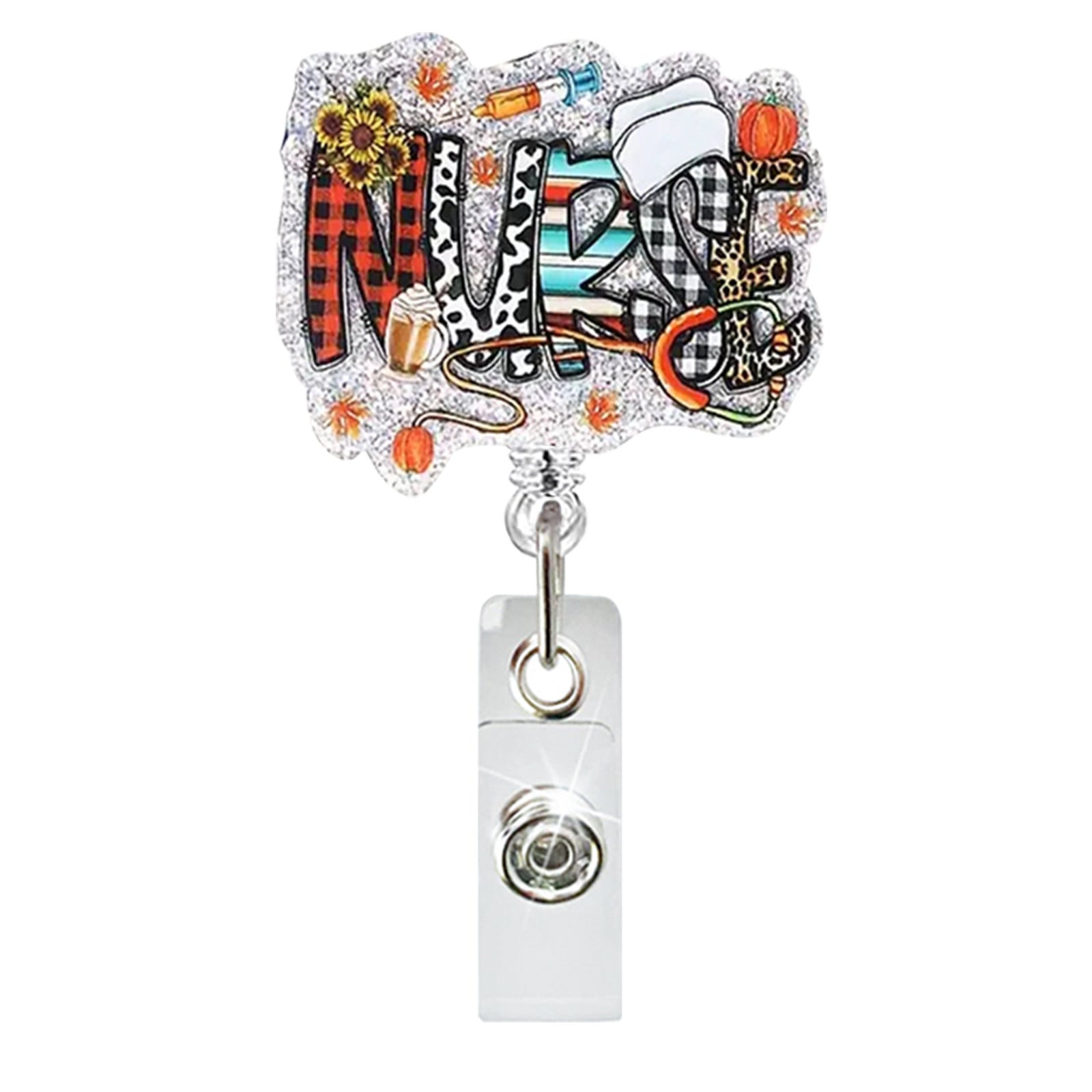 Wholesale Glitter Nurse ID Acrylic Badge Scroll Retractable Keychain Badge Reels ACC-KC-ChiHai011