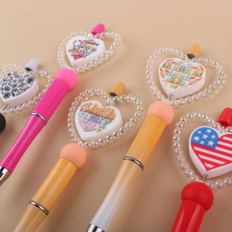 Wholesale creative cartoon love series silicone beaded pen  ballpoint pen