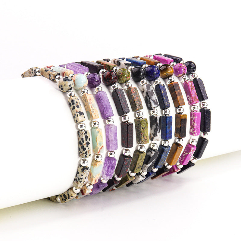 Wholesale Tiger Eye Natural Amethyst Square Bead Bracelet