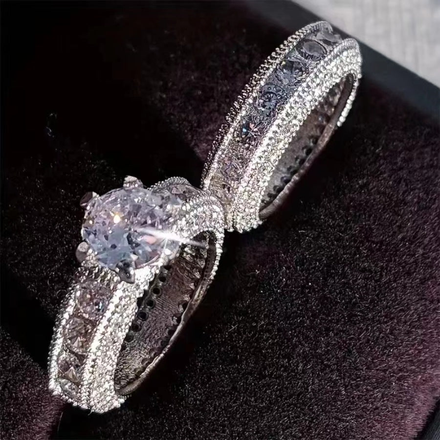 Wholesale  couple ring  micro-inlaid zircon shiny ring