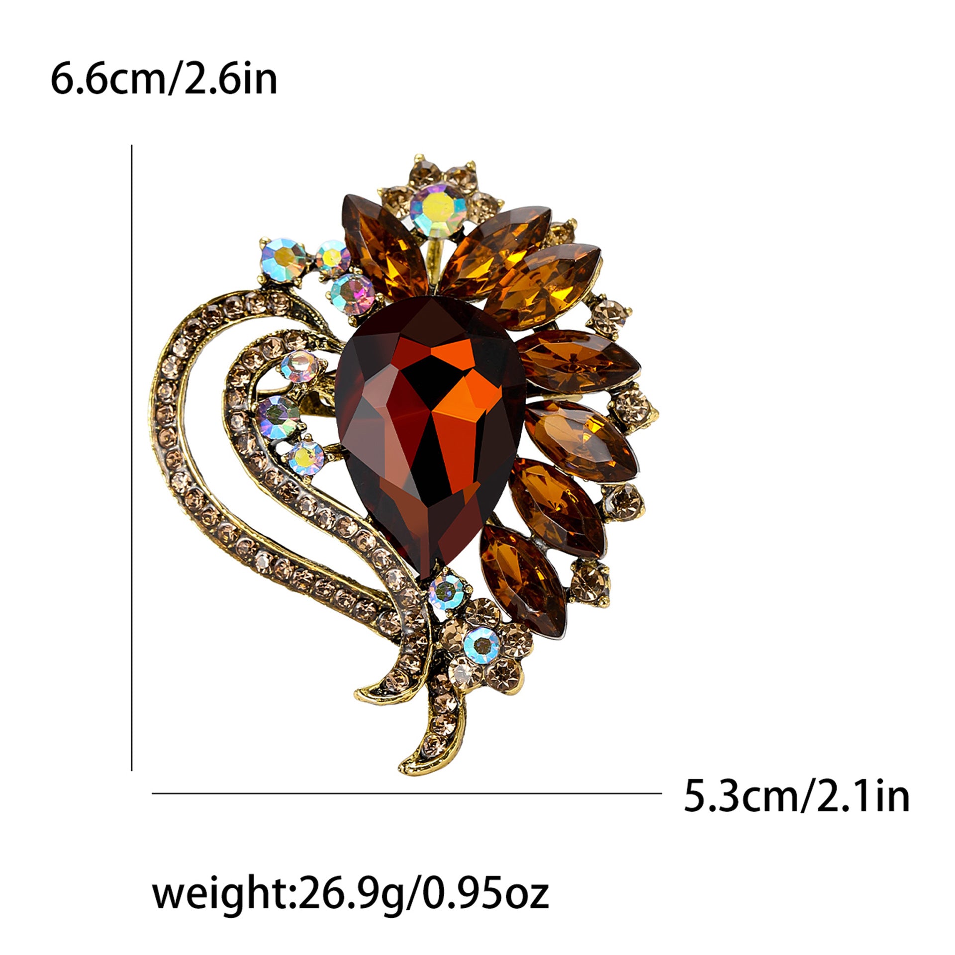 Wholesale Flower Brooch Pin Alloy Red Crystal Glass Style Women S Party Fashion Accessory