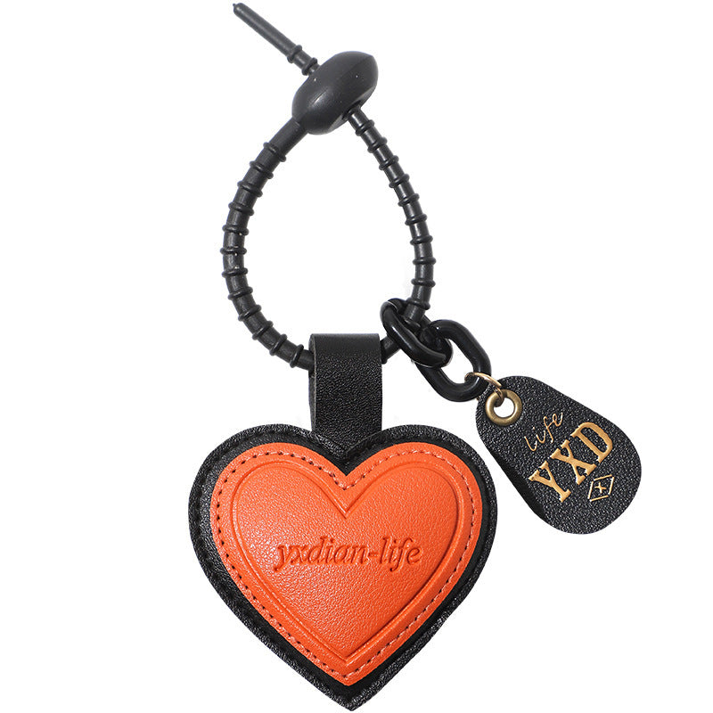 Wholesale Trendy Yellow Leather Heart Keychain Bag Charm Decorative Gift For Students