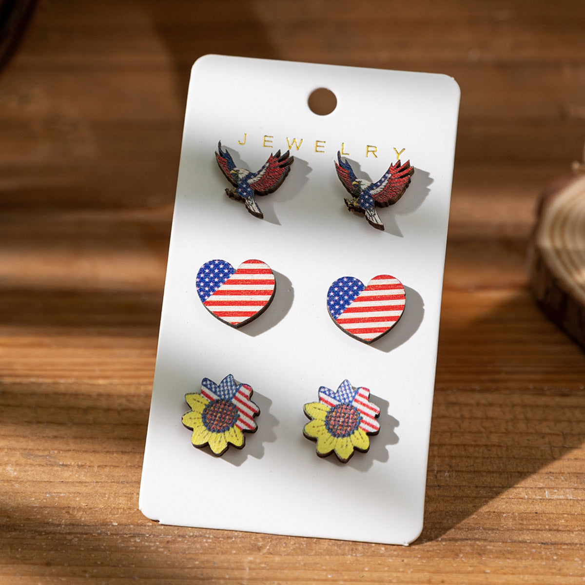 Wholesale Independence Day Painted Wooden Earrings