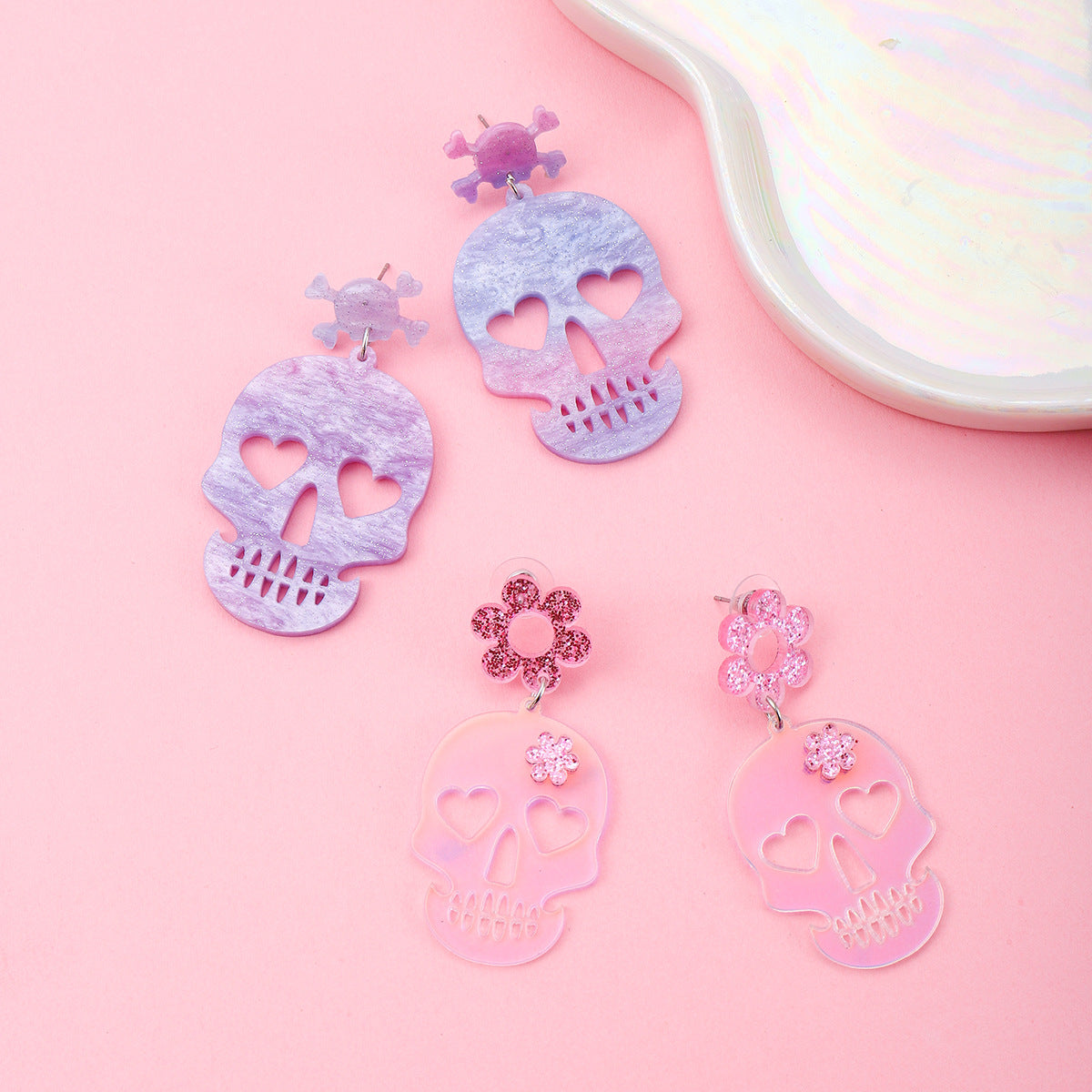 Wholesale Flower Ghost Earrings Cute Halloween Acrylic Earrings