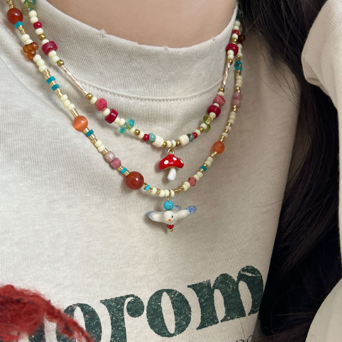 Wholesale  Colorful Natural Stone Rice Bead Necklace