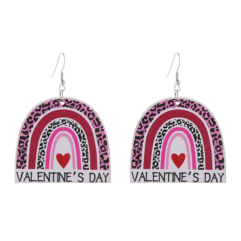 Wholesale Valentine's Day Love LOVE Printed Letters Wooden Earrings ACC-ES-ChouT002