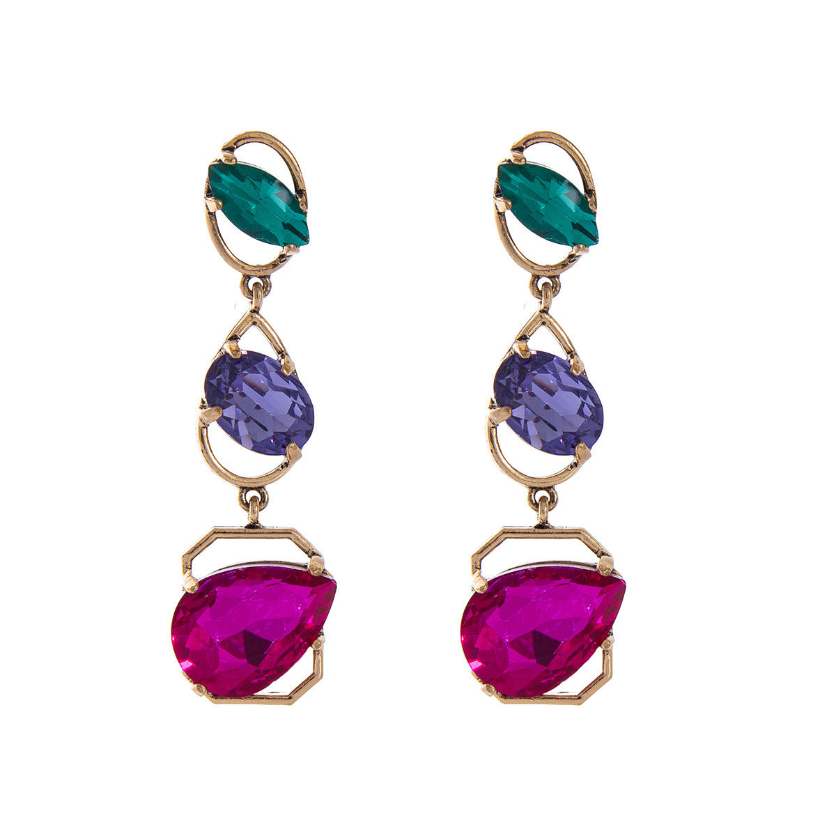 Wholesale Retro Rhinestone Drop Earrings for Women Fashion Accessory Gift