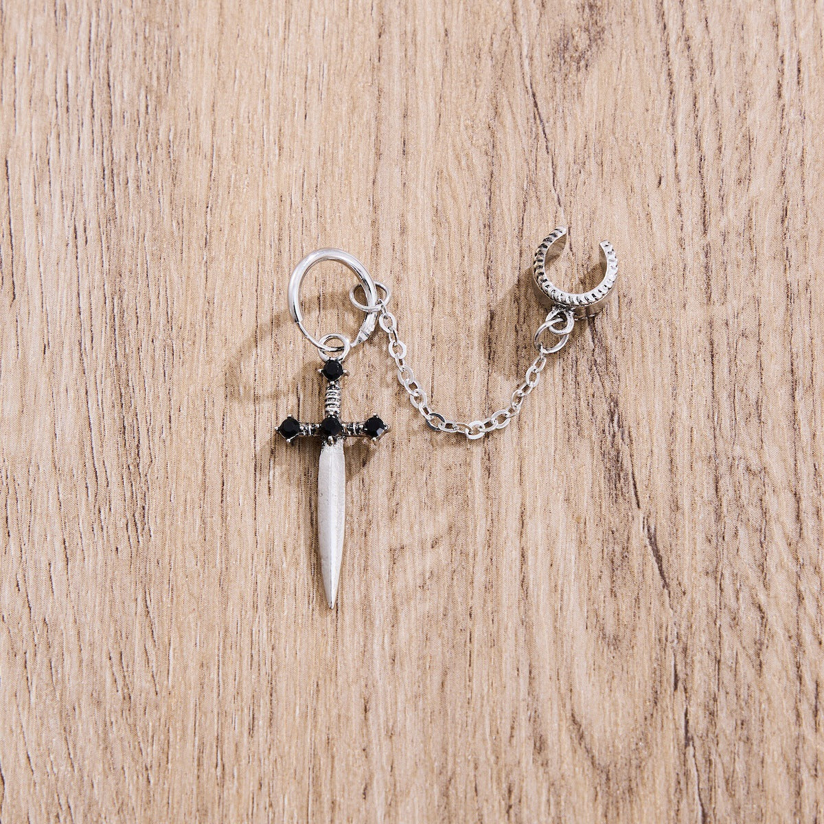 Wholesale  Creative Punk Style Dagger Gem Pendant Earrings