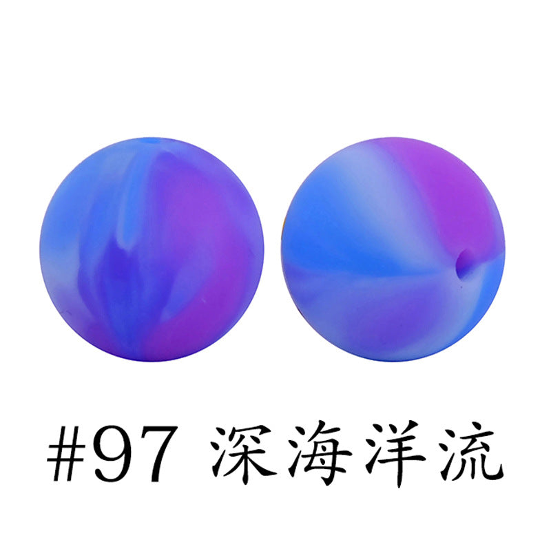 Wholesale 50pcs 15mm Western Style Leopard Skull Color Aztec Printed Silicone Balls Beads ACC-BDS-HeSheng008