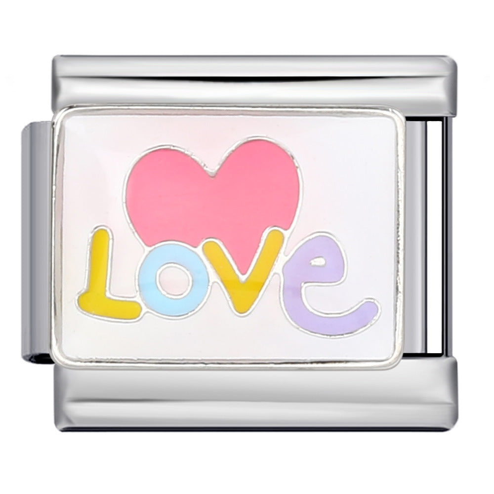 Wholesale Italian Charm Bracelet 9mm DIY Splicing Removable Color English Stainless Steel Composable Bracelet