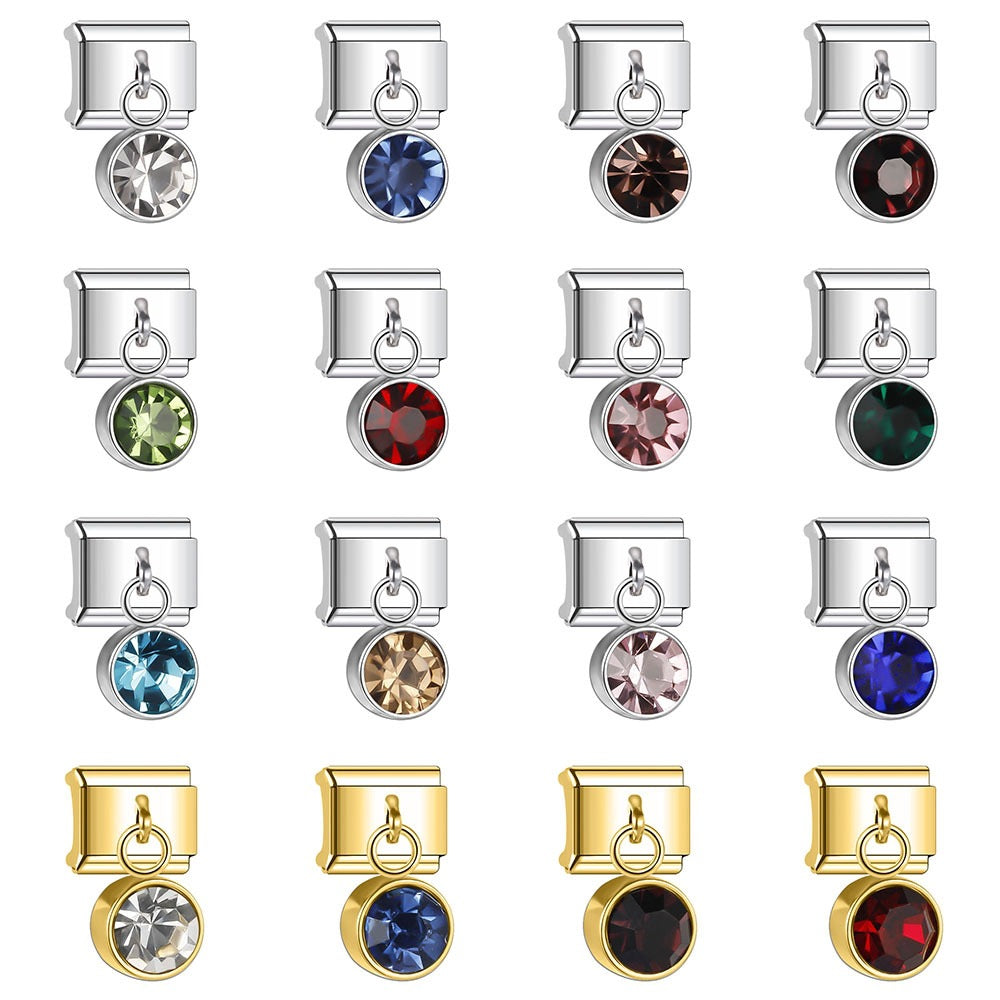 Wholesale Italian Charm Bracelet 9mm DIY Splicing Gemstone Pendants Stainless Steel Composable Bracelet