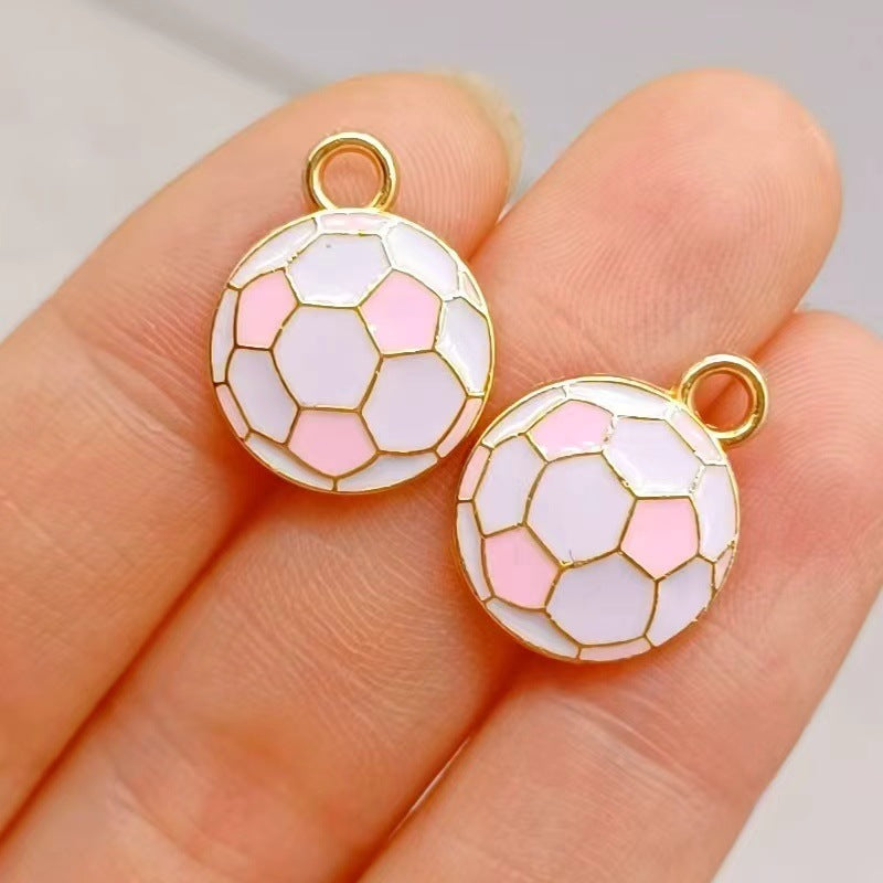 Wholesale DIY Alloy Drip Oil Accessories Sports Equipment Football Basketball Volleyball Pendant Keychain Bracelet Jewelry Pendant