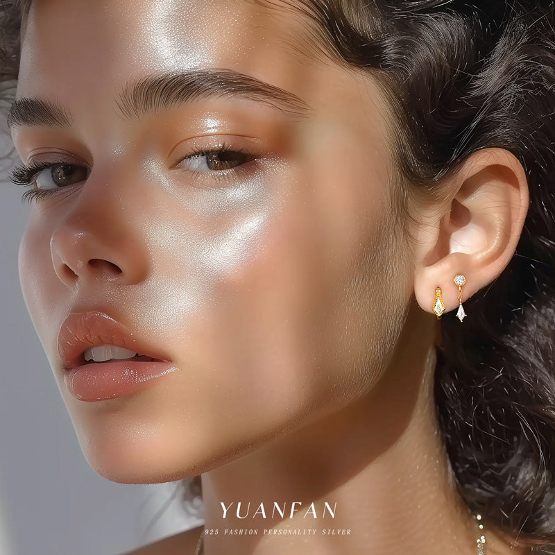 Wholesale S925 sterling silver light luxury zircon earrings