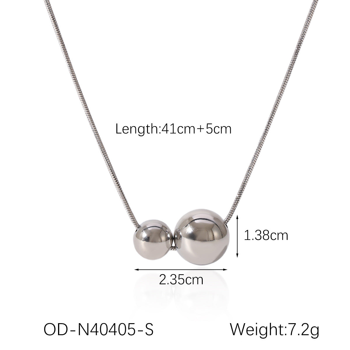 Wholesale Titanium steel necklace with gold and silver color matching round bead pendant
