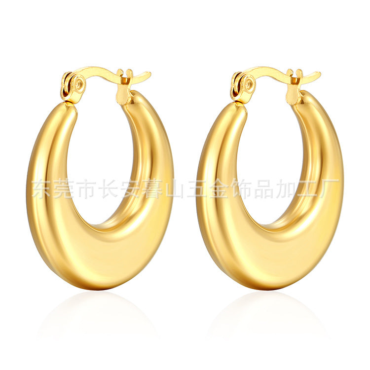 Wholesale Smooth Hollow 18K Stainless Steel Earrings ACC-ES-MuShan036